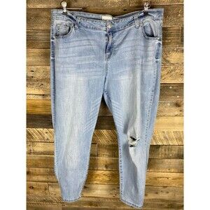 Celebrity Pink Womens Plus Sz 20 Mid Rise Ankle Skinny Distressed Stretch Jeans
